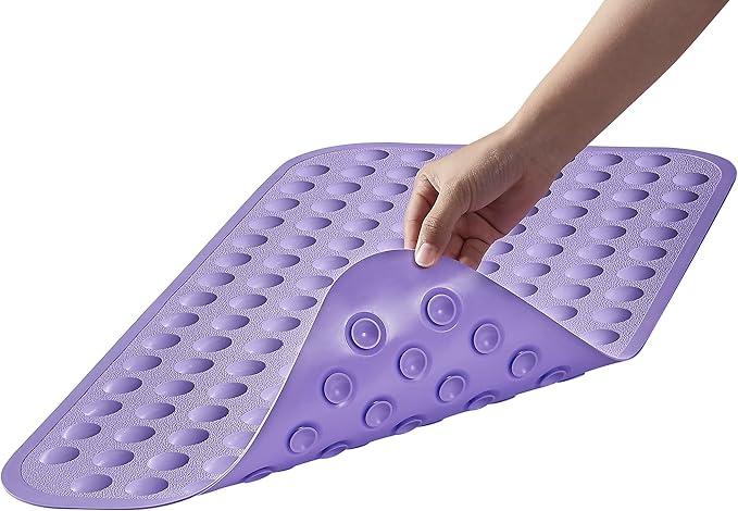 Yanzifly Bathtub Mat Non Slip Bath Mat for Tub Silicone Soft Bath Tub Mat Non Slip Shower Mats, Suction Cups Bath Tub Anti Slip Matt for Family Use, Machine Washable- Purple