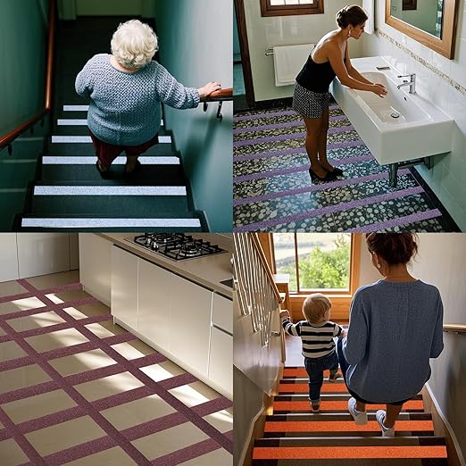 Anti Slip Tape 4 Inch Wide, Waterproof Grip Adhesive Heavy Duty High Traction Friction for Indoor/Outdoor Steps (10 Ft/Orange-Red).