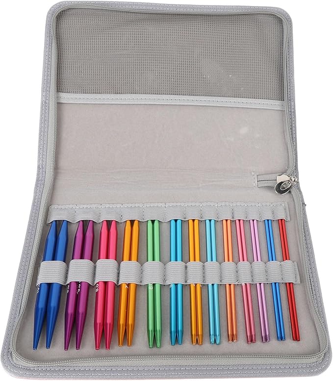 ZIZEV Interchangeable Aluminum Circular Knitting Needles Set, 13cm Detachable Interchangeable Round Knitting Needle Set, Flexible Cable Design Wide Range of Sizes