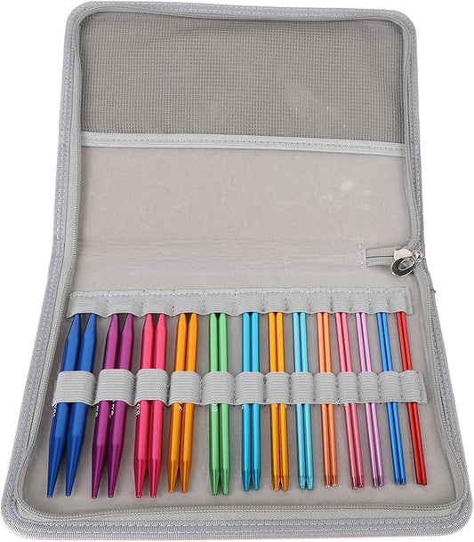 ZIZEV Interchangeable Aluminum Circular Knitting Needles Set, 13cm Detachable Interchangeable Round Knitting Needle Set, Flexible Cable Design Wide Range of Sizes