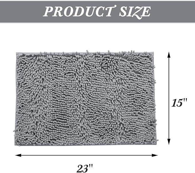 Non-Slip Bath Rug,Extra Soft Microfiber Bedroom Shag Carpet with Anti-Slip Backing,Water/Dust Absorbent Fast Dry Shower Mat,Sound Insulated Stairs Pad,Machine Washable (Dark Grey,15 x 23 Inches)
