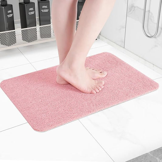 Non-Slip Bathtub Mat, Anti Slip Shower Mat, Fast Drying Bathtub Mats, Foot Scrubber Mat, Anti Slip Mat for Tub, Floor, Bathroom, Kitchen, Home, Hotel (Pink 24"×16")