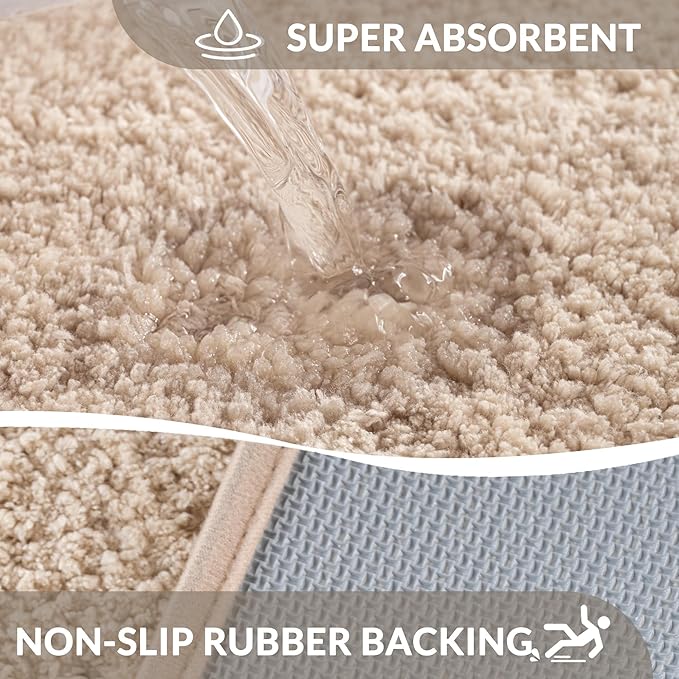 Exclusivo Mezcla Bathroom Rugs Mat 20x30, Extra Soft Non Slip Absorbent Water Microfiber Bath Rugs, Machine Washable Quick Dry Bath Mats for Bathroom Floor, Shower, Home Decor, Solid Camel