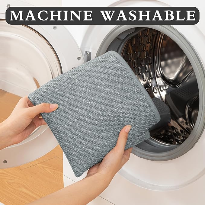 YIHOUSE Light Grey Bathroom Rugs Set 4 Piece, Absorbent Bath Mat for Bathroom Non Slip Washable, Quick Dry, Thin Bath Rug Set for Toilet and Floor