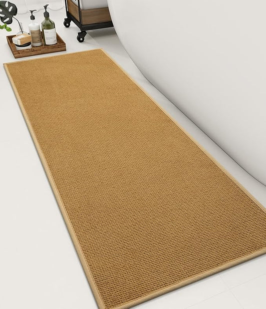 YIHOUSE Bathroom Rugs Mat 16x47, Non Slip Quick Dry Bath Mats for Bathroom Absorbent Ultra Thin Bath Rugs Machine Washable Fit Under Door for Sink, Cabinet, Laundry (Yellow, 16"x47")
