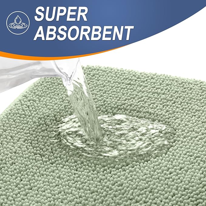 OLANLY Thick Memory Foam Bath Mat Rug 30x20, Extra Soft Absorbent Bathroom Rug, Quick Dry Bath Mats, Non-Slip, Machine Washable Carpet for Bathroom, Tub and Shower, Home Decor Accessories, Sage Green