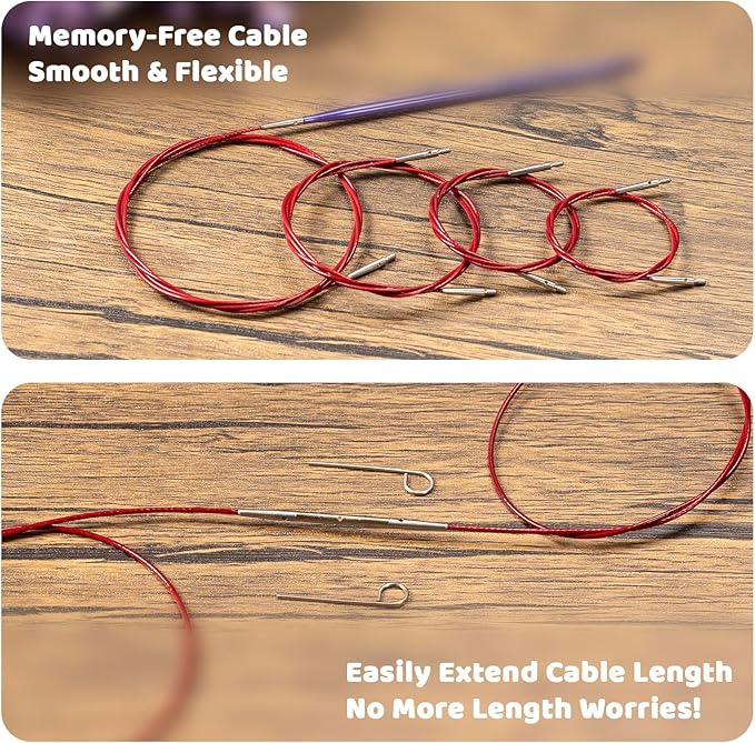 SLPLIRS Circular Knitting Needles Set, 13 Sizes Long Aluminium Interchangeable Circular Knitting Needles Set with Case & Accessories, 5" (13cm) | (2.75mm to 10mm) (Purple)