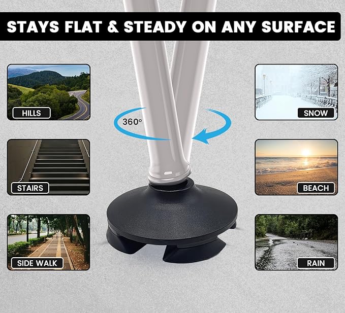 Walking Cane for Men & Women – Foldable, Adjustable, Self-Standing Cane with 360° Pivot Base, Comfortable Grip, Heavy Duty Canes for Women, Collapsible Walking Stick with Travel Bag for Seniors Adults