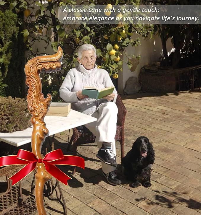 Wooden Walking Canes for Men and Women, Natural Rosewood Walking Sticks for Senior Support, Up to 500 Lbs Walking Stick, Heavy-Duty Walking Cane for Men, Suitable for Gift Giving