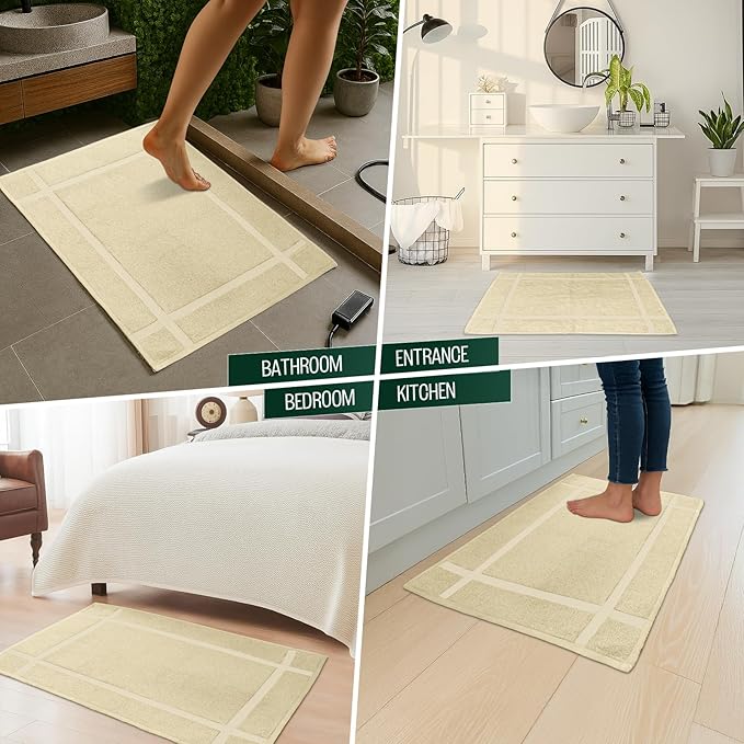 Pearl Linens Pack of 6 100% Cotton Bath Mat 18x25 inches, Soft & Absorbent Quick Dry Bathroom Mat Set, Not Bathroom Rugs, After Shower Mat, Bath Tub Mat, 687 GSM, Machine Washable, Beige