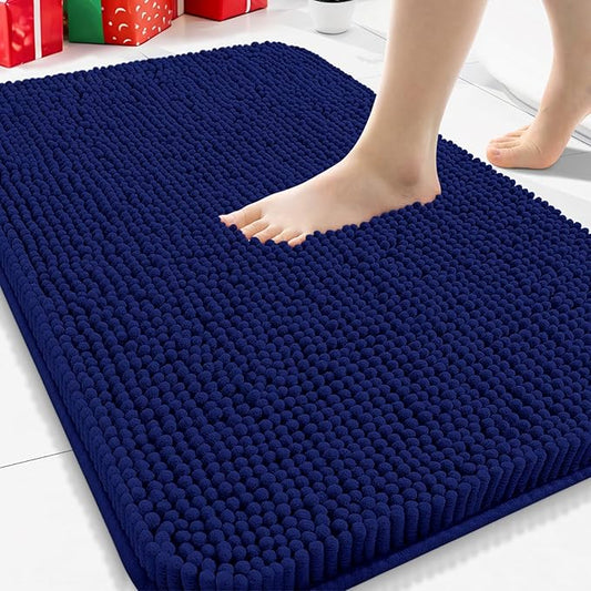 Arotive Bathroom Rugs 30x20, Extra Soft Absorbent Shaggy Chenille Bath Rugs, Machine Washable Rubber Backing Non-Slip Bath Mats for Bathroom Floor Tub and Shower, Home Decor Accessories, Navy