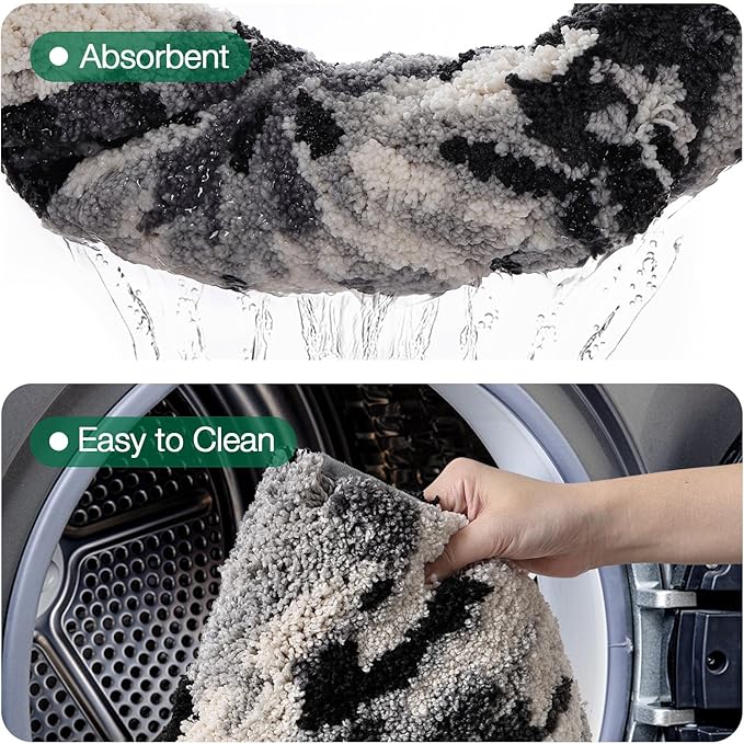 LUMI Bathroom Rugs, Soft Absorbent Bath Mat for Modern Home Decor, Non-Slip Quick-Dry Bath Rug, Machine Washable Floor Mat for Shower and Tub, Entryway, 20"x32", Grey