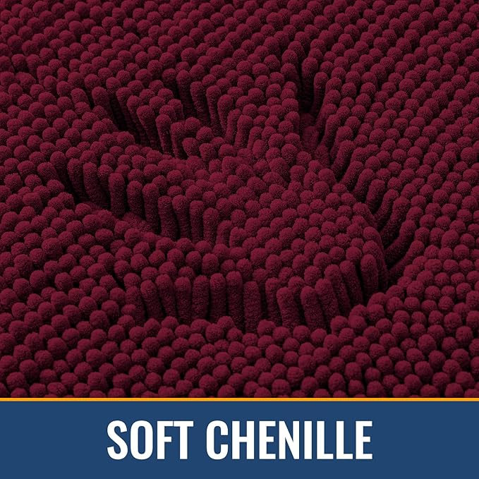 Arotive Bathroom Rugs 36x24, Extra Soft Absorbent Shaggy Chenille Bath Rugs, Machine Washable Rubber Backing Non-Slip Bath Mats for Bathroom Floor Tub and Shower, Home Decor Accessories, Burgundy