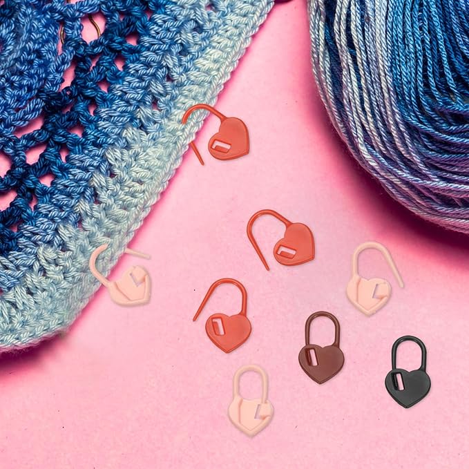 PATIKIL Crochet Stitch Markers, 150Pcs Plastic Knitting Markers Needle Pin Heart Locking Stitch Marker for Sewing Crocheting DIY Craft, Blue