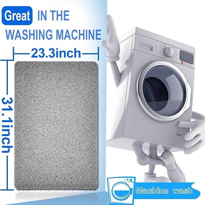 Shower Mats Non Slip for Elderly, 24x32’’Lager Loofah Bath Mats for Shower, Non-Slip Bath Mat for Elderly-Grey