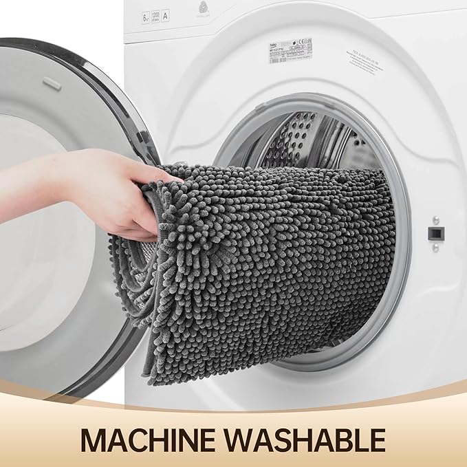 Amyracel Bathroom Rug Mat 36x48, Thick Soft Quick Dry Absorbent Chenille Bath Rug, Rubber Back Non Slip Machine Washable Bath Mat for Bathroom Shower Tub Floor