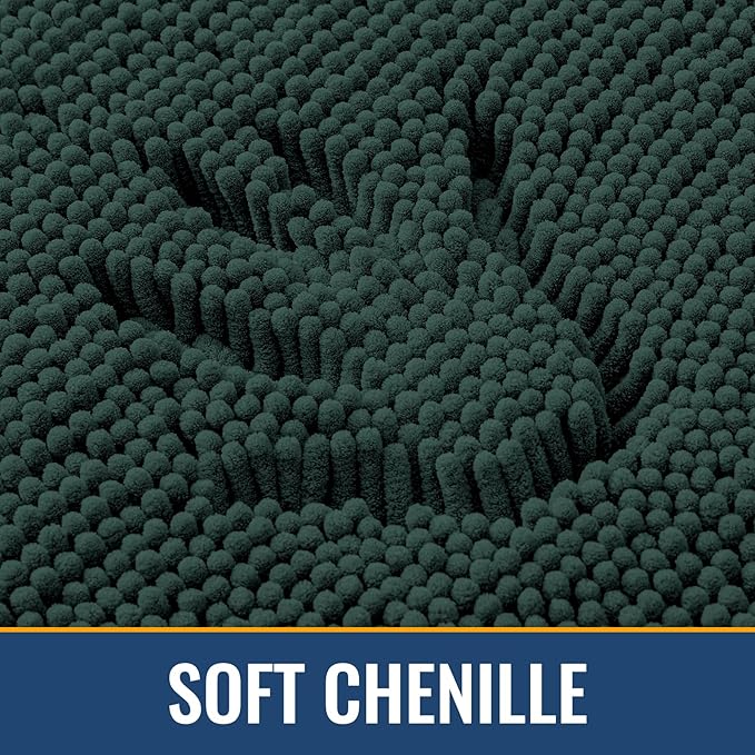 Arotive Bathroom Rugs 24x16, Extra Soft Absorbent Shaggy Chenille Bath Rugs, Machine Washable Rubber Backing Non-Slip Bath Mats for Bathroom Floor Tub and Shower Home Decor Accessories, Blackish Green