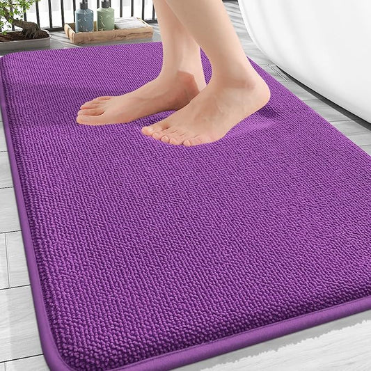 OLANLY Thick Memory Foam Bath Mat Rug 30x20, Extra Soft Absorbent Bathroom Rug, Quick Dry Bath Mats, Non-Slip, Machine Washable Carpet for Bathroom, Tub and Shower, Home Decor Accessories, Purple