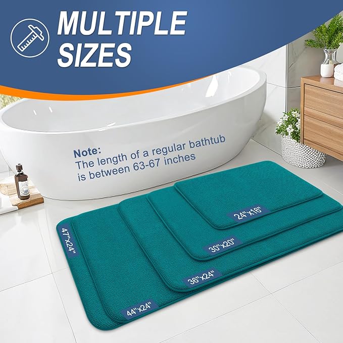 OLANLY Thick Memory Foam Bath Mat Rug 36x24, Extra Soft Absorbent Bathroom Rug, Quick Dry Bath Mats, Non-Slip, Machine Washable Carpet for Bathroom, Tub and Shower, Home Decor Accessories, Deep Lake