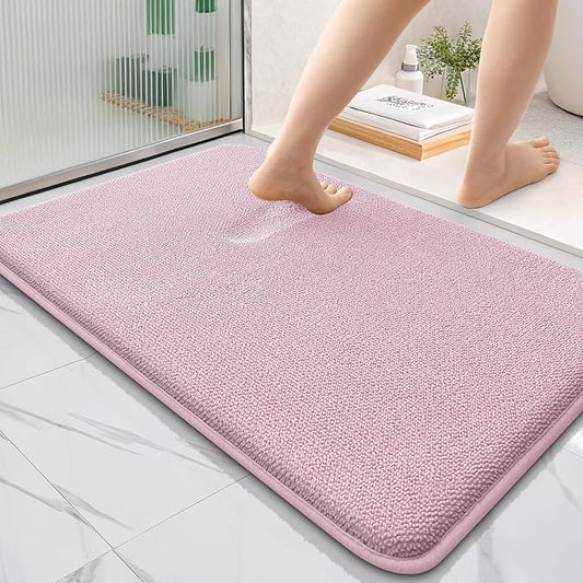 OLANLY Thick Memory Foam Bath Mat Rug 36x24, Extra Soft Absorbent Bathroom Rug, Quick Dry Bath Mats, Non-Slip, Machine Washable Carpet for Bathroom, Tub and Shower, Home Decor Accessories, Dusty Rose