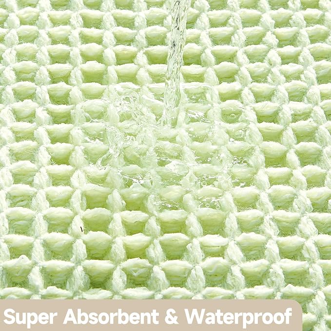 Waffle Bath Mat, Boho Bathroom Rugs Non Slip Washable Super Absorbent Quick Dry Cute Bath Mat Farmhouse Bathroom Decor, 48"x24" Pale Green