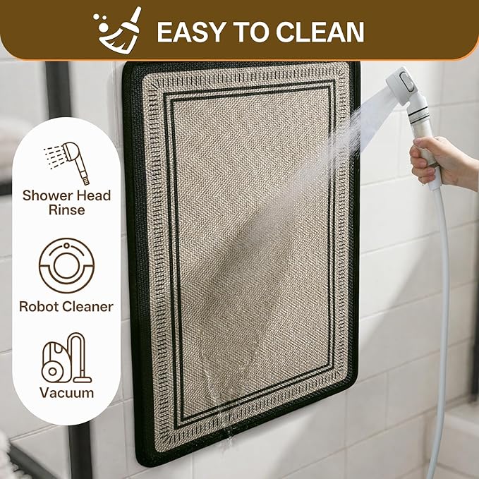 24"×35" Non Slip Bath Mat with Rubber Backing, Absorbent Quick Dry Bath Mats Washable, Low Pile Bathroom Rugs Fit Under Door for Bathroom Floor, Shower and Sink, Brown