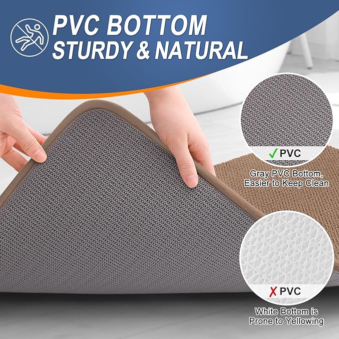 OLANLY Thick Memory Foam Bath Mat Rug 44x24, Extra Soft Absorbent Bathroom Rug, Quick Dry Bath Mats, Non-Slip, Machine Washable Carpet for Bathroom, Tub and Shower, Home Decor Accessories, Mocha