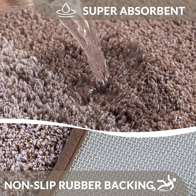 Exclusivo Mezcla Bathroom Rugs Mat 24x47, Extra Soft Non Slip Absorbent Water Microfiber Bath Rugs, Machine Washable Quick Dry Bath Mats for Bathroom Floor, Shower, Home Decor, Gradient Coffee