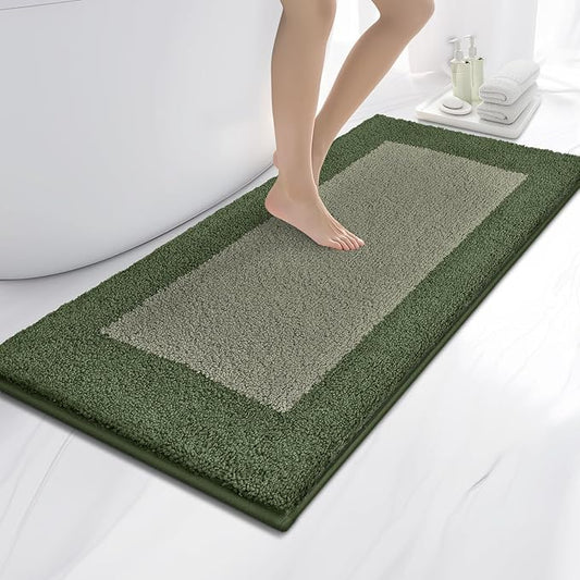 Bathroom Rugs 24" x 60", Non-Slip Extra Soft Absorbent Bath Rugs, Machine Washable Quick Dry Bath Mats for Bathroom Floor, Shower, Bathtub and Sink, Sage Green & Budding Green