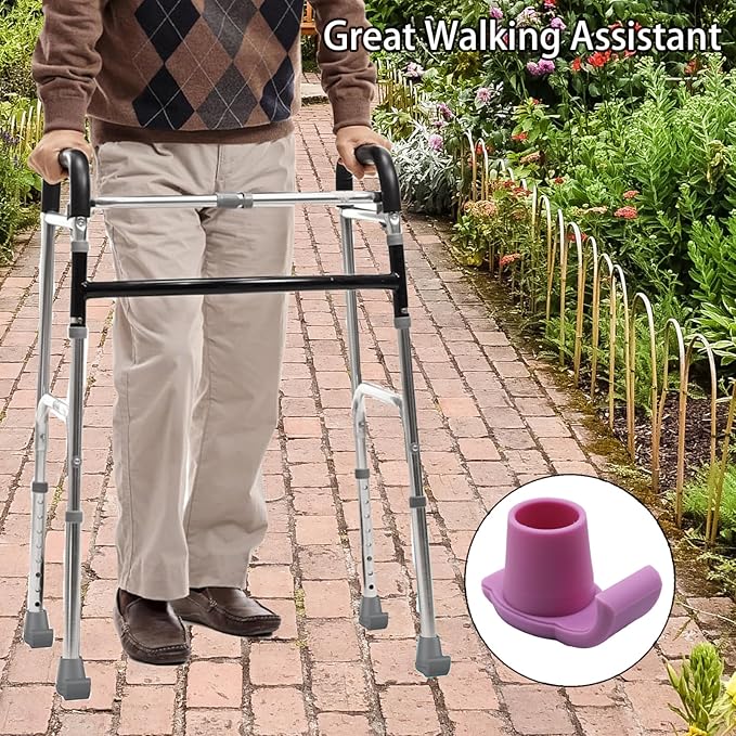 Magicorange Walker Glide Skis, 4 Pcs Universal Fit Walker ski Glides,Easy to Use Rubber Walker Glides,Walker Feet Replacement (Pink)