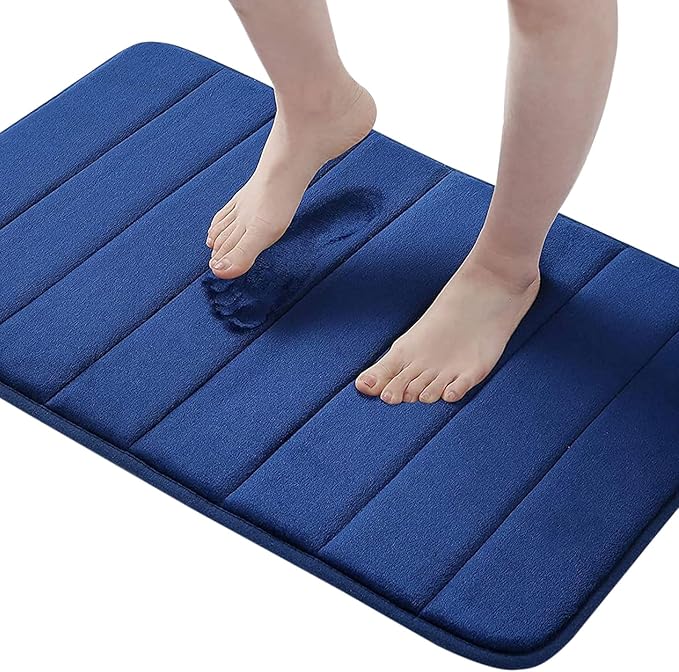 Buganda Memory Foam Bath Mat, 24" x 16", Ultra Soft and Non-Slip Bathroom Rugs, Water Absorbent and Machine Washable Bath Rug for Bathroom, Shower, and Tub, Navy Blue