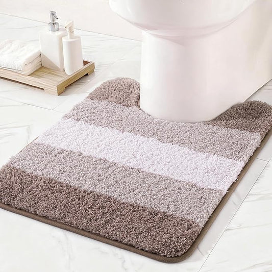 Exclusivo Mezcla Toilet Rugs U-Shaped 20x24, Extra Soft Non Slip Absorbent Water Microfiber Bath Rugs, Machine Washable Quick Dry Bath Mats for Toilet, Gradient Coffee