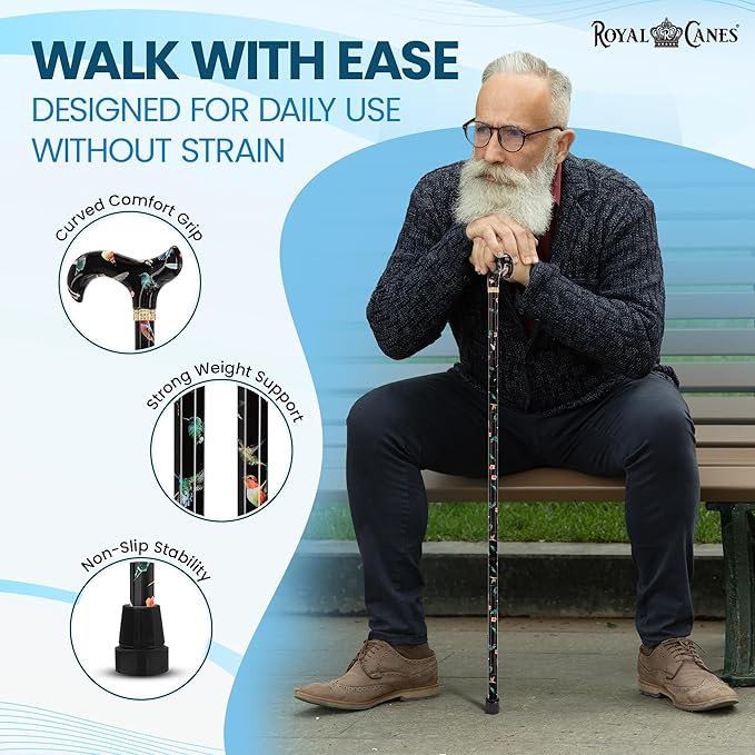 Royal RC Canes Walking Sticks for Men and Women - Stylish Designer Fashionable Adjustable Derby Canes - Lightweight Aluminum Cool Walking Sticks with HD Patterns