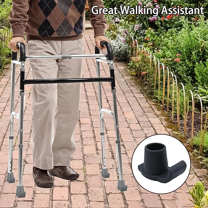 Magicorange Walker Glide Skis, 4 Pcs Universal Fit Walker ski Glides,Easy to Use Rubber Walker Glides,Walker Feet Replacement (Black)