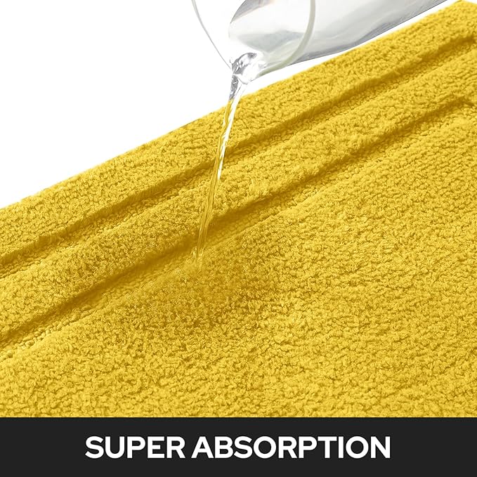 HOMEIDEAS Bathroom Rugs Sets 2 Piece, Super Soft and Absorbent Non Slip Microfiber Machine Washable Bath Mat Set (20" x 32" + 16" x 24", Yellow)