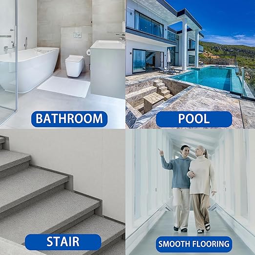 COSIMIXO Rubber Anti Slip Tape 4" x 30" -5 Packs-Blue Pool Rubber Grip Tape,Pool, Bathroom & Stair Outdoor/Indoor Safety - Waterproof Non-Slip for Wet Surfaces, Ship Deck, Showers