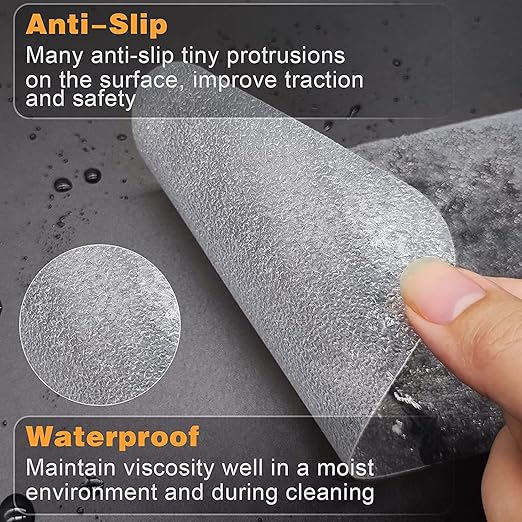 Qingluan Anti Slip Tape, Grip Tape for Stairs Indoor Waterproof, Rubber Grip Tape for Tubs, Stairs, Boats (Clear, 1 Inch x 65 Feet)