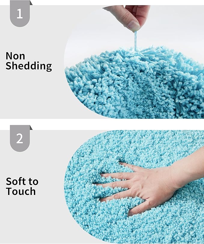 Toilet Rug 22x24 Teal Non Slip Fluffy Toilet Floor Mat U Shaped Washable Bathroom Contour Rug for Toilet Absorbent Thick Toilet Carpet