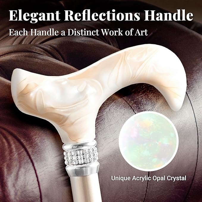 Merry Sticks Designer Foldable Walking Canes with Finest European Crystals, Folding Canes for Women and Men, Adjustable & Collapsible Canes for Seniors, Stylish Rhinestone Gift - Royal Champagne Gold