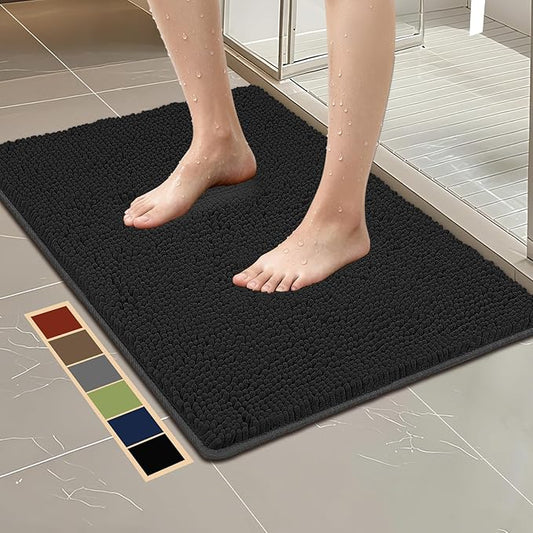 Bcoimo 36"×24" Absorbent Bath Mat, Non-Slip with Backing Chenille Bath Rug and Machine Washable Bathroom Mat Quick-Dry Design. Ideal for Bathroom and Tub Areas