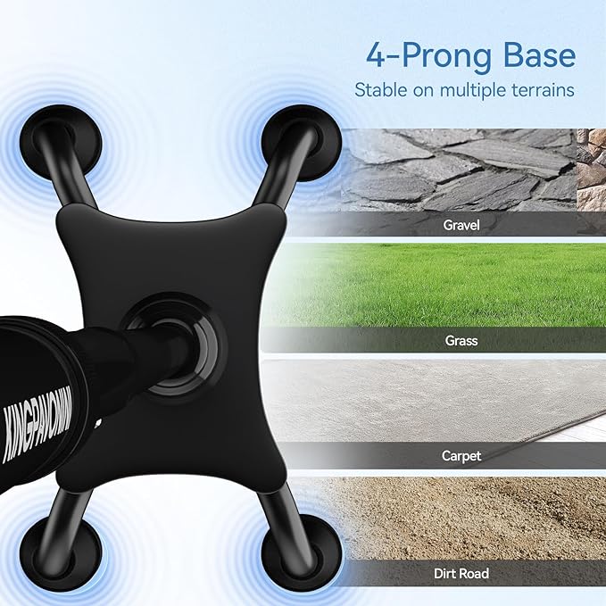 KingPavonini Canes for Women/Men with Second Handle, Foldable & Adjustable Walking Cane with 4-Pronged Base, Quad Cane for Stability, Standing, Balance, Leg Surgery Recovery