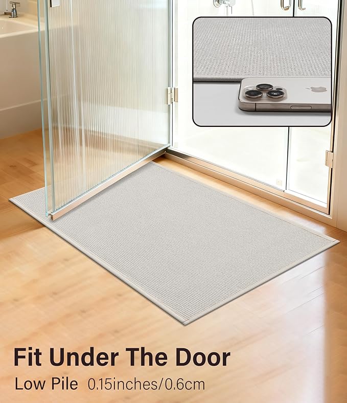 YIHOUSE Bathroom Rugs Mat 24x59, Non Slip Quick Dry Bath Mats for Bathroom Absorbent Ultra Thin Bath Rugs Machine Washable Fit Under Door for Sink, Cabinet, Laundry (Beige, 24"x59")