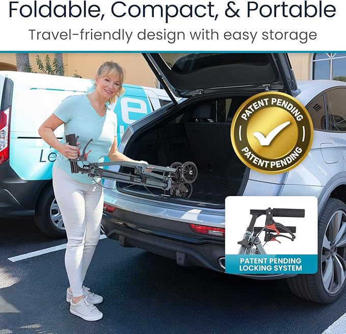 Vive Mobility Lightweight Walker for Seniors - Narrow, Folding Walker w/Wheels for Small & Tight Spaces - Light Weight for Balance, Compact Doorways, Foldable - Portable & Collapsible for Travel