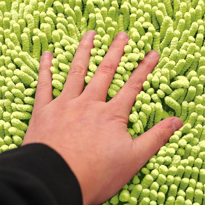 Non-Slip Bath Rug,Extra Soft Microfiber Bedroom Shag Carpet with Anti-Slip Backing,Water/Dust Absorbent Fast Dry Shower Mat,Sound Insulated Stairs Pad,Machine Washable (Lime Green,23 x 35 Inches)
