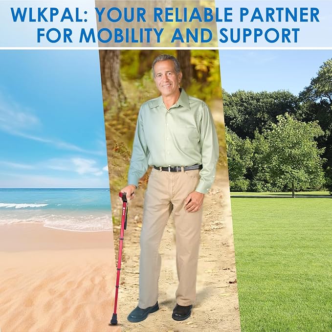 One-Button Telescopic Folding Walking Cane (Anchor Series) – Like an Umbrella | Compact, Lightweight & Travel-Friendly Folding Cane, Adjustable, All-Terrain Tips, Elegant Muted Tones