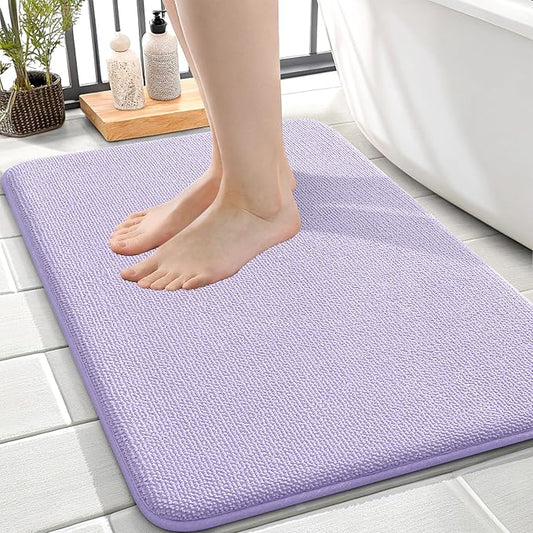 OLANLY Thick Memory Foam Bath Mat Rug 24x16, Extra Soft Absorbent Bathroom Rug, Quick Dry Bath Mats, Non-Slip, Machine Washable Carpet for Bathroom, Tub and Shower, Home Decor Accessories, Lavender