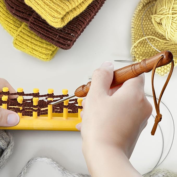 Savina Knitting Loom Hook Accessories for DIY and Crochet. Handcrafted Wooden Handle & Designed for Knitters Need. Knitting Tool for Making Hats, Scarves, Socks & Sweaters