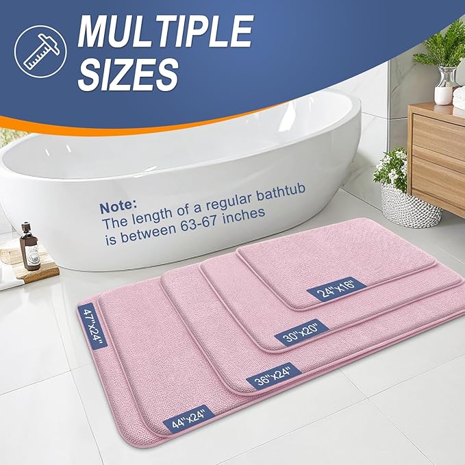 OLANLY Thick Memory Foam Bath Mat Rug 36x24, Extra Soft Absorbent Bathroom Rug, Quick Dry Bath Mats, Non-Slip, Machine Washable Carpet for Bathroom, Tub and Shower, Home Decor Accessories, Dusty Rose