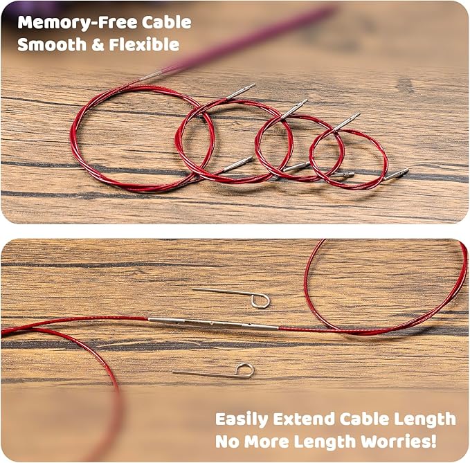 SLPLIRS Circular Knitting Needles Set, 13 Sizes Long Aluminium Interchangeable Circular Knitting Needles Set with Case & Accessories, 5" (13cm) | (2.75mm to 10mm) (Fuchsia)