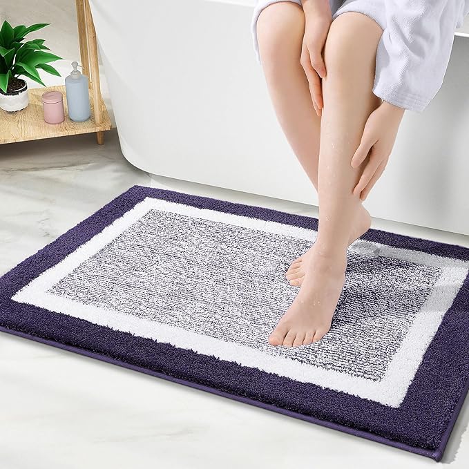 OLANLY Bathroom Rugs 30x20, Extra Soft and Absorbent Microfiber Bath Mat, Non-Slip, Machine Washable, Quick Dry Shaggy Bath Carpet, Suitable for Bathroom Floor, Tub, Shower (Medium, Purple)